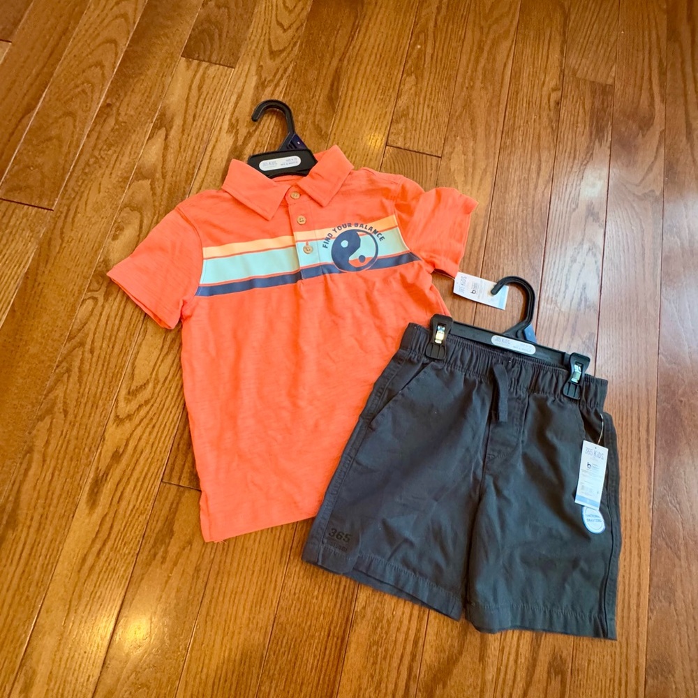 Orange Kids Polo Shirt and Shorts Set (Boys size 5) NWT